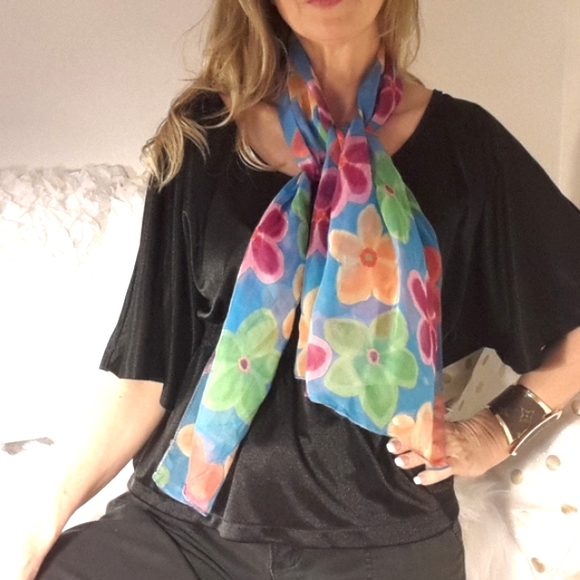 Bikini waist Wrap Floral Scarf Large Wrap Shoulder  - Versatile Long Scarf - Picture 4 of 6